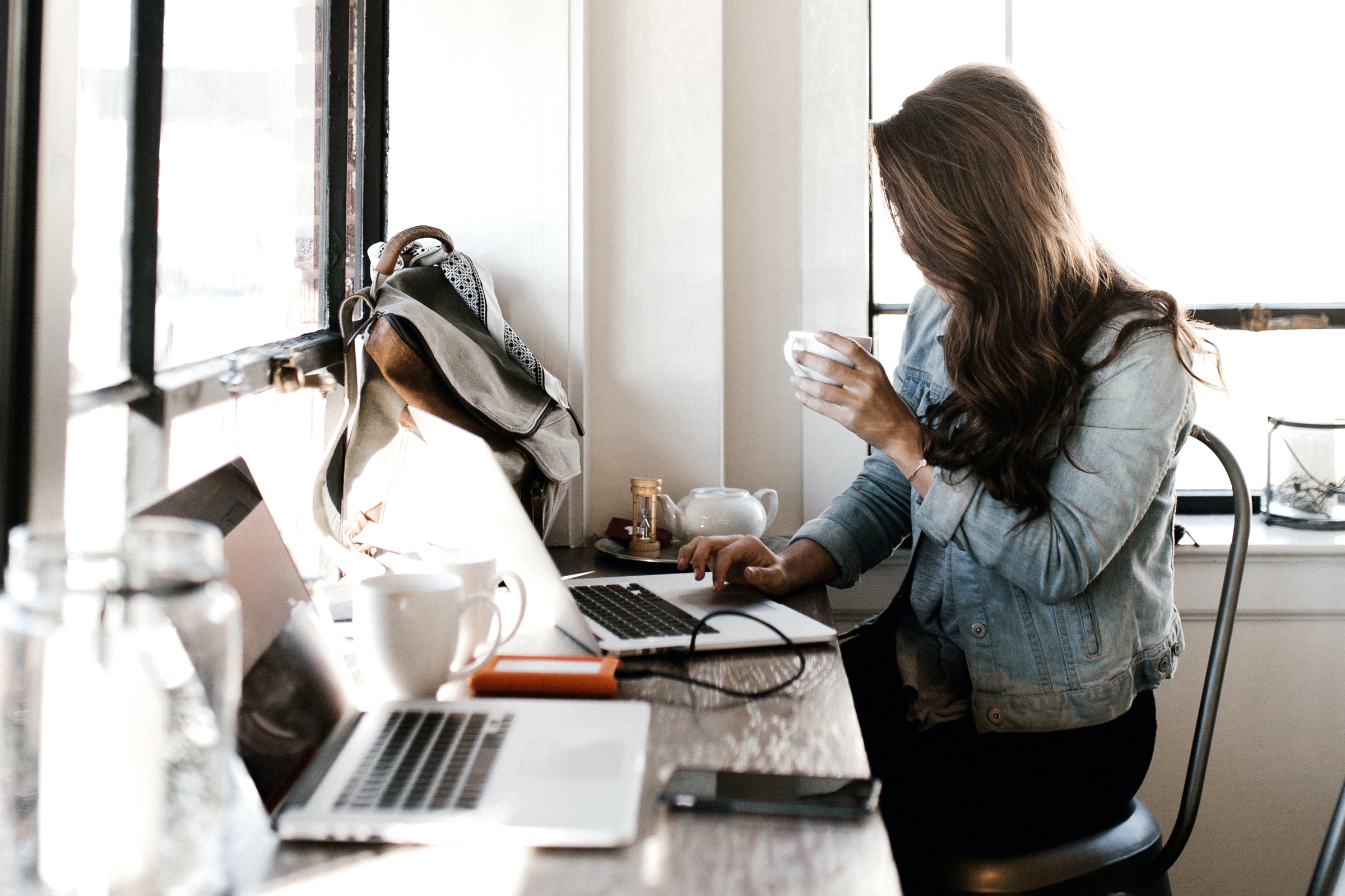 Images of women working in cafes